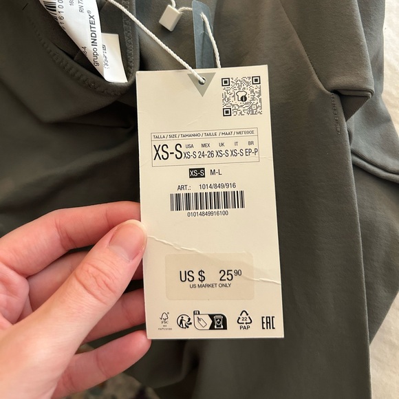 Zara off the shoulder seamless top long sleeve in gray green - Picture 3 of 5